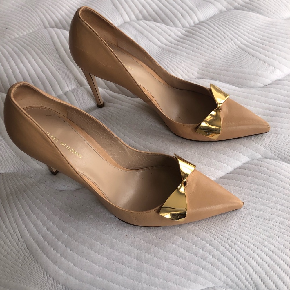 Nude and gold 4” heels